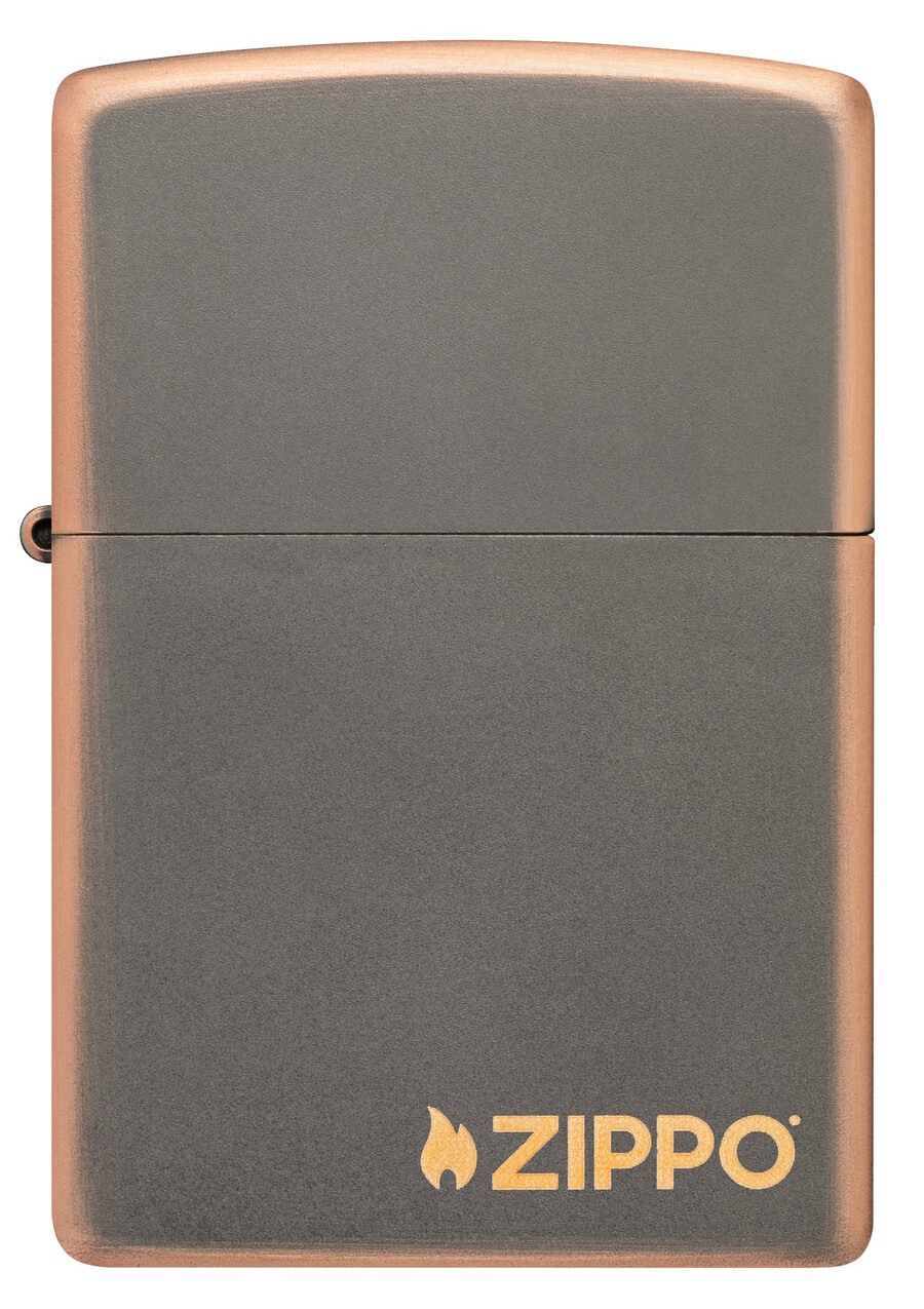 rustikales zippo-logo aus bronze