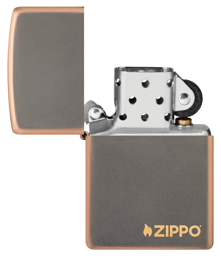 rustikales zippo-logo aus bronze