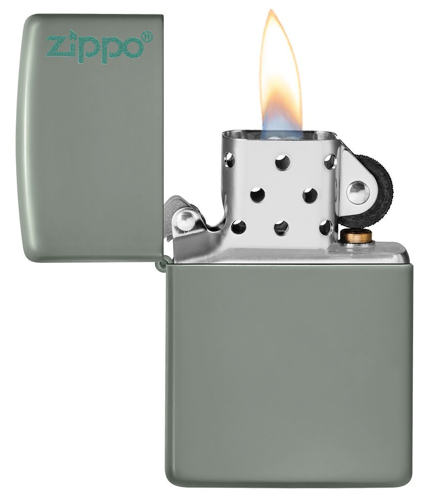klassisches zippo-logo in salbei