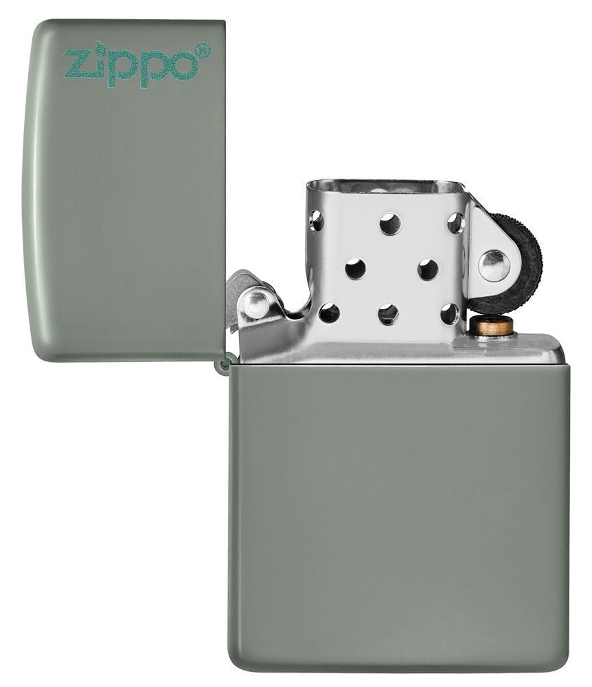 klassisches zippo-logo in salbei