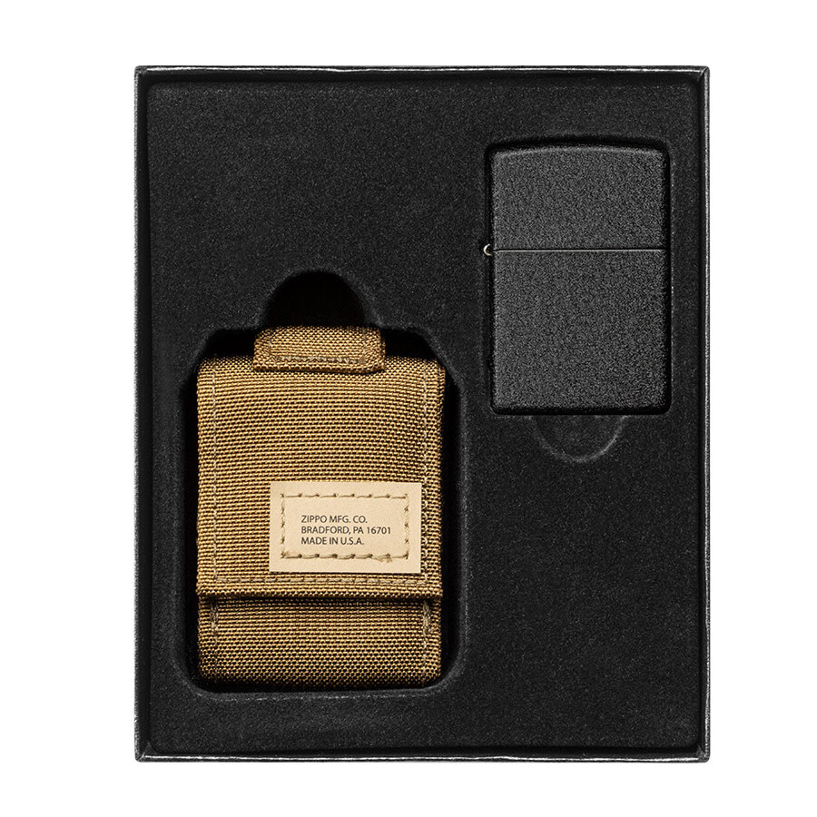 geschenkset mit taktischer tasche und winddichtem feuerzeug black crackle