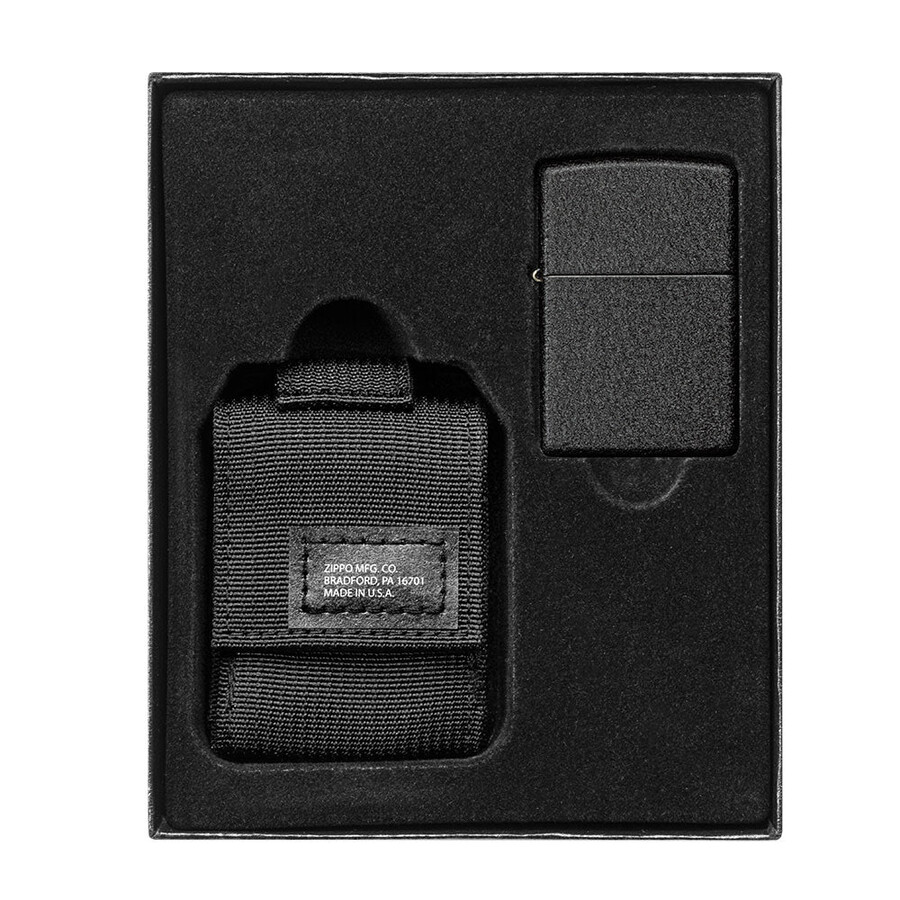 geschenkset mit taktischer tasche und winddichtem feuerzeug black crackle