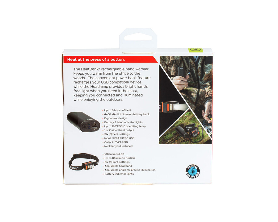 black heatbank 6 wiederaufladbares handwärmer- und stirnlampen-geschenkset